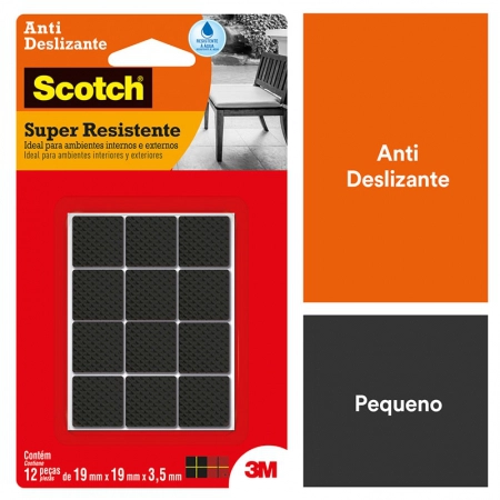 Protetor antideslizante Scotch quadrado preto Pequeno 12 unidades - 3M