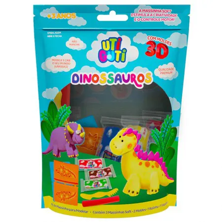 Massinha kit massa de modelar Dinossauros Utiguti 600106 - Licyn