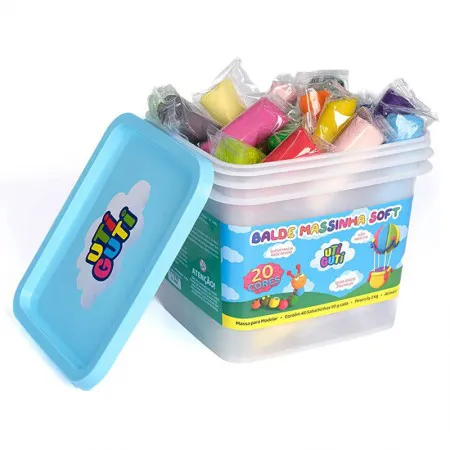Massa de modelar Soft Utiguti Balde 2kg com 20 cores - Licyn