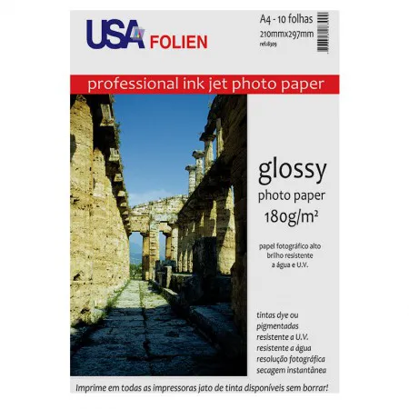 Papel fotográfico glossy paper A4 180g com 10 folhas 7519/8309 - Usa Folien