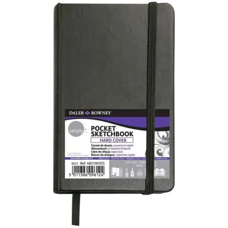 Caderno capa dura pocket sketchbook simply daler rowney c/ 72 fls - Canson