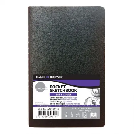 Caderno capa flexível pocket sketchbook simply daler rowney c/ 24 fls - Canson
