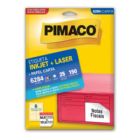 Etiqueta inkjet/laser carta 6284 com 25 folhas - Pimaco