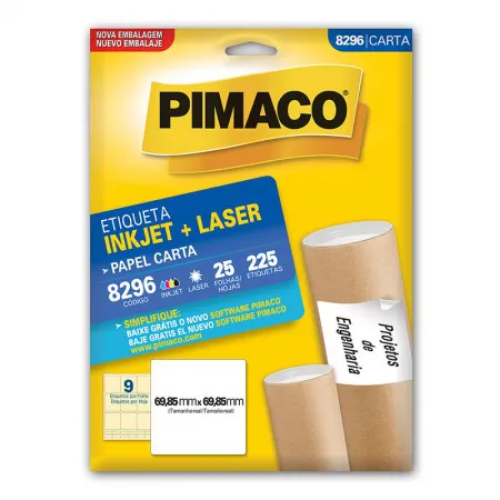 Etiqueta inkjet/laser carta 8296 com 25 folhas - Pimaco