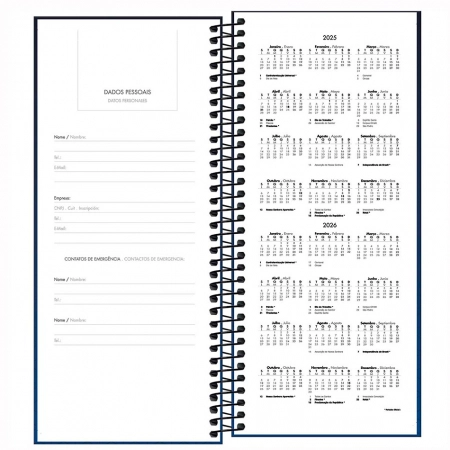 Agenda executiva espiral diária comercial Ideale 275x119mm 2026 - Tilibra