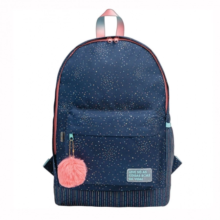 Mochila escolar grande sem roda - 336718 - Académie Dots Azul - Tilibra