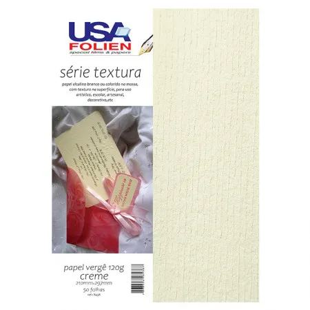 Papel vergê creme A4 120g com 50 folhas 8438 - Usa Folien