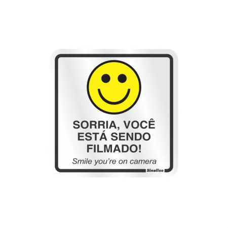 Placa de alumínio sorria você está sendo filmado 120AQ - Sinalize