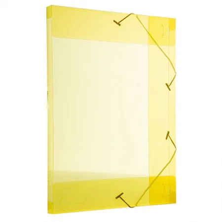 Pasta com aba elástico ofício lombo 20mm - Line - transparente amarelo - 0255.A - Dello