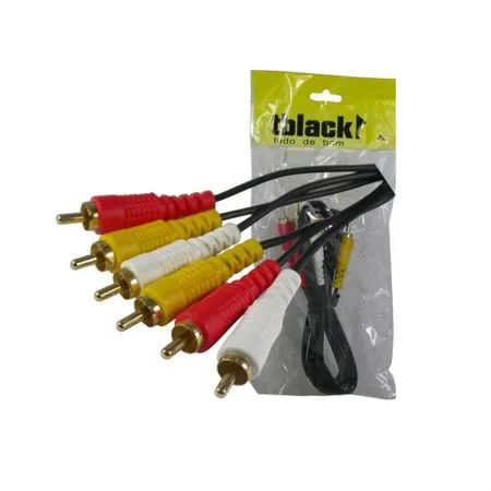 Cabo de áudio e vídeo RCA - 2 metros - TBlack