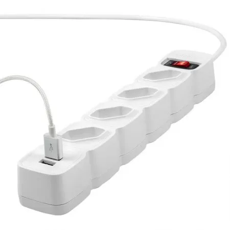 Protetor de linha com 4 tomadas e 2 portas USB Branco EPE 204 - Intelbras