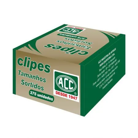 Clips galvanizado tamanhos sortidos com 375 unidades - ACC