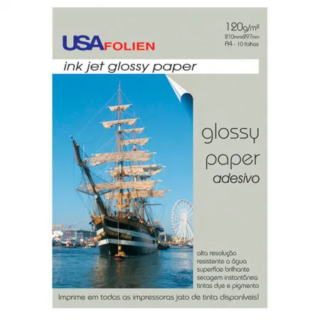 Papel fotográfico glossy paper adesivo A4 120g com 10 folhas 7295 - Usa Folien