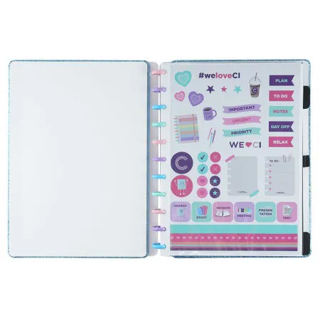 Caderno inteligente grande Lets Glitter Ocean Blue - CIGD4136