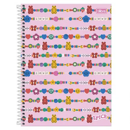 Caderno espiral capa dura universitário 10x1 160 folhas Spice Love Yeah Rosa - Tilibra