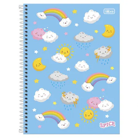 Caderno espiral capa dura universitário 1x1 80 folhas Spice Nuvens - Tilibra