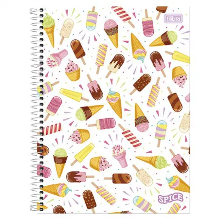 Caderno espiral capa dura universitário 1x1 80 folhas Spice Sorvetes - Tilibra