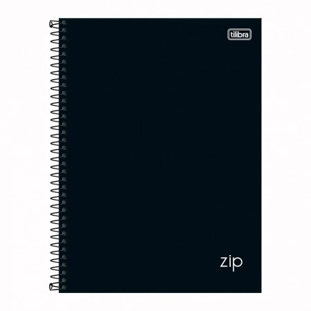 Caderno espiral capa dura universitário 1x1 80 folhas Zip Preto - Tilibra
