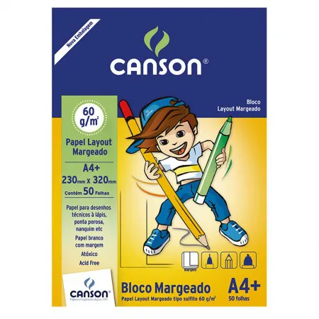 Bloco layout margeado A4+ 60g - com 50 folhas - Canson