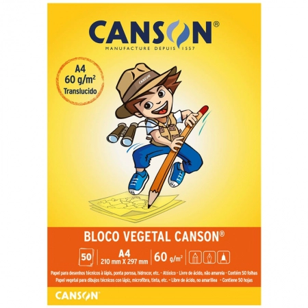 Papel vegetal liso A4 60g - com 50 folhas - Canson