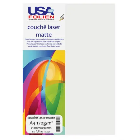 Papel couchê laser matte A4 170g com 50 folhas 7471 - Usa Folien