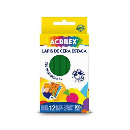 Giz de cera estaca verde 12 unidades 511 - Acrilex