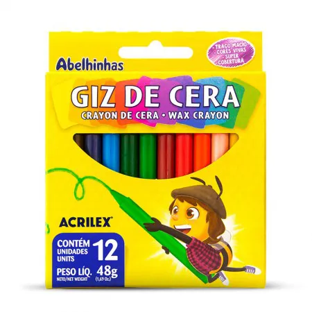 Giz de cera 12 cores 09012 - Acrilex