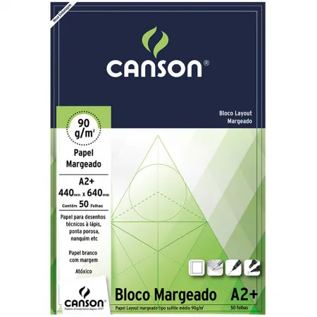 Bloco layout margeado A2+ 90g - com 50 folhas - Canson