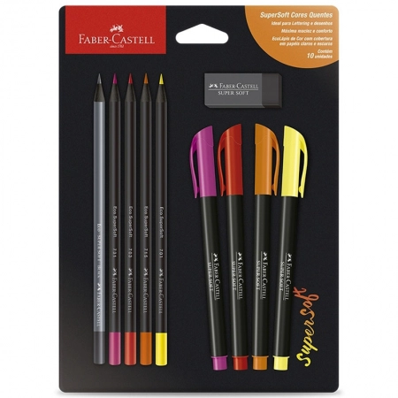 Kit Supersoft cores quentes com 10 itens KIT/SSCQUENTES - Faber-Castell