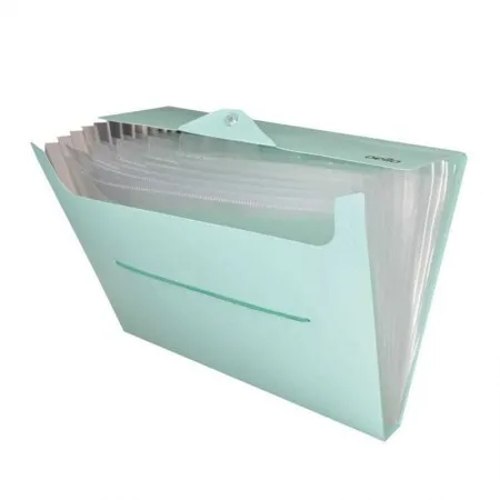 Pasta sanfonada A4 com 12 divisórias Linho serena - Verde pastel - 6096.VP - Dello