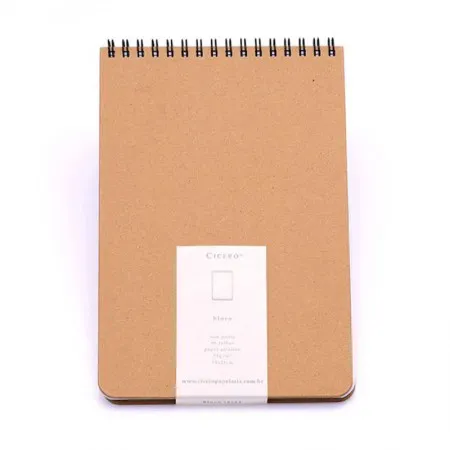 Bloco espiral sem pauta com 96 folhas Kraft 2544 - Cicero