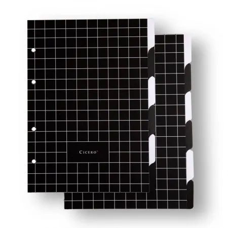 Divisória médio criativo argolado preto e branco com 12 abas e 1 folha adesivo - Cicero