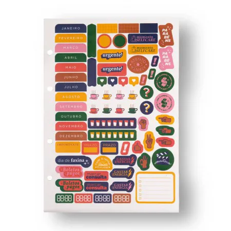 Divisória médio criativo argolado preto e branco com 12 abas e 1 folha adesivo - Cicero