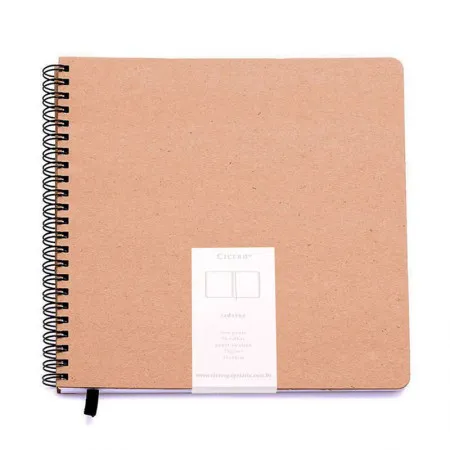 Caderno espiral capa dura sem pauta Médio 96 folhas wire-o Kraft - Cicero