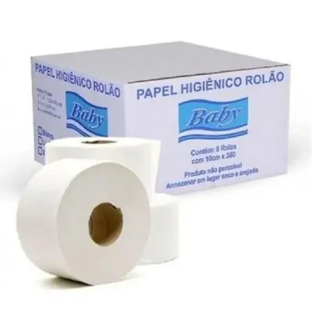 Papel higienico rolão 10x300 100% Celulose com 8 rolos - Baby