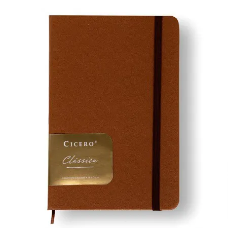 Caderneta capa dura 1/8 Fitto Clássica Caramelo pautado 160 folhas - Cicero