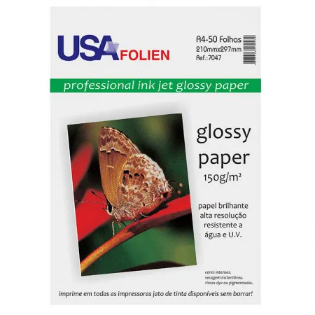 Papel fotográfico glossy paper A4 150g com 50 folhas 7047 - Usa Folien