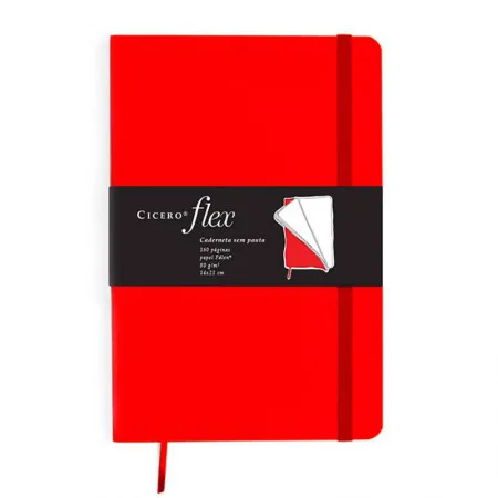 Caderneta capa flexivel 1/8 Fitto Clássica Vermelho sem pauta 160 folhas - Cicero