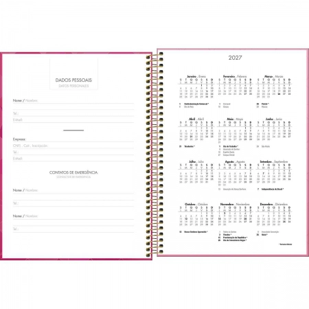 Agenda executiva espiral diária Spot Feminina 275x200mm 2027 - Tilibra