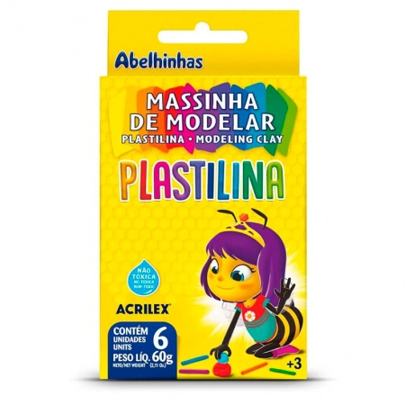 Massa de modelar Plastilina 60g com 6 cores 07060 - Acrilex