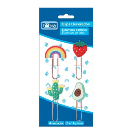 Clips decorado 50mm com 4 unidades 348449 - Tilibra