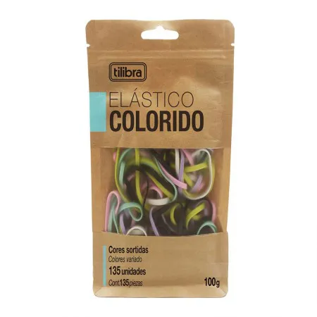 Elástico latex colorido Kraft Bag com 100g - Tilibra