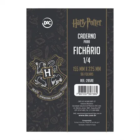 Bloco refil caderno argolado colegial 96 folhas pautado Harry Potter - Dac