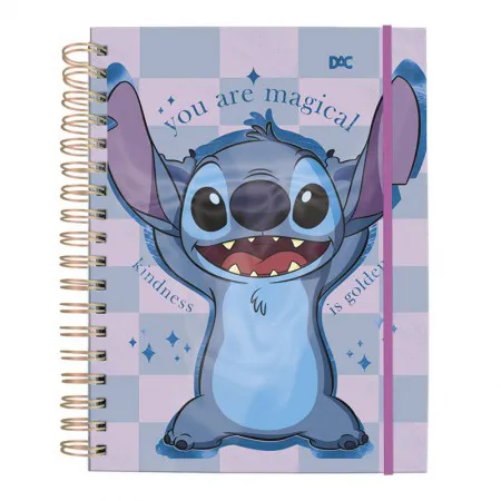 Caderno espiral capa dura universitário Smart 80 folhas 4074 Stitch - Dac
