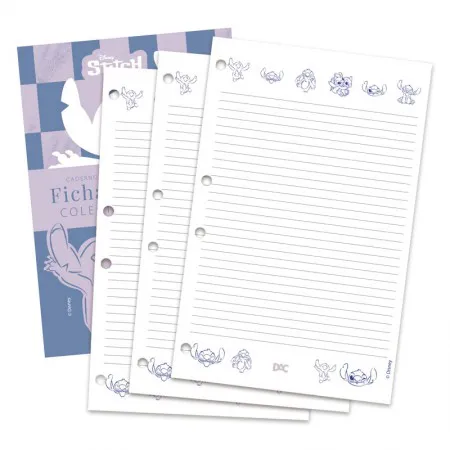 Bloco refil caderno argolado colegial 96 folhas pautado Stitch - Dac