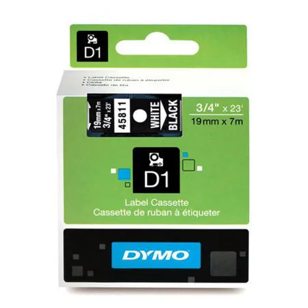 Fita para rotulador preta com escrita branca 19mm - 45811 - Dymo