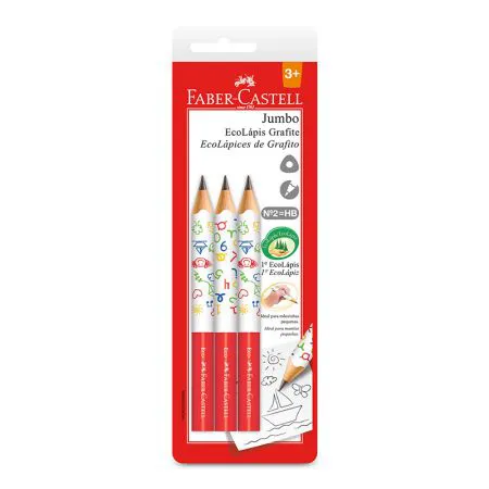 Lápis preto Jumbo nr 2B SM/1205J com 3 unidades - Faber-Castell