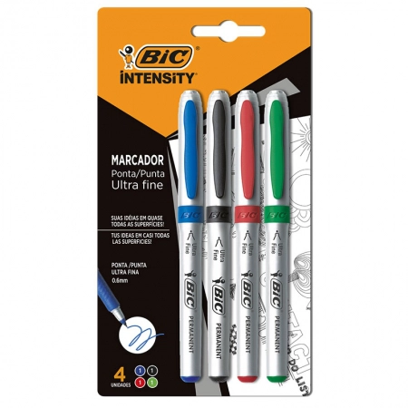 Pincel marcador permanente Intensity Ultra Fina com 4 cores 935855 - Bic