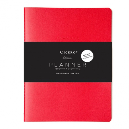 Planner permanente revista 19x25 planejamento mensal Clássica Vermelho 2027 - Cicero