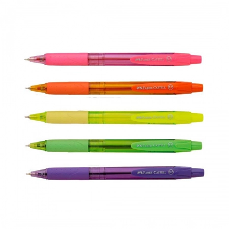 Caneta esferográfica 0.7 Poly Radiant Colors ES/PRTRC07 com 5 unidades - Faber-Castell